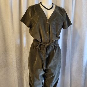 Abercrombie & Fitch Womens Corduroy Jumpsuit, Size XLT, Green